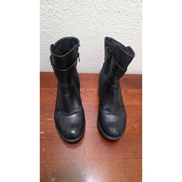 Dansko Black Leather Ankle Boots With Side Zippers & Buckle Detail Size 38 - Picture 2 of 12